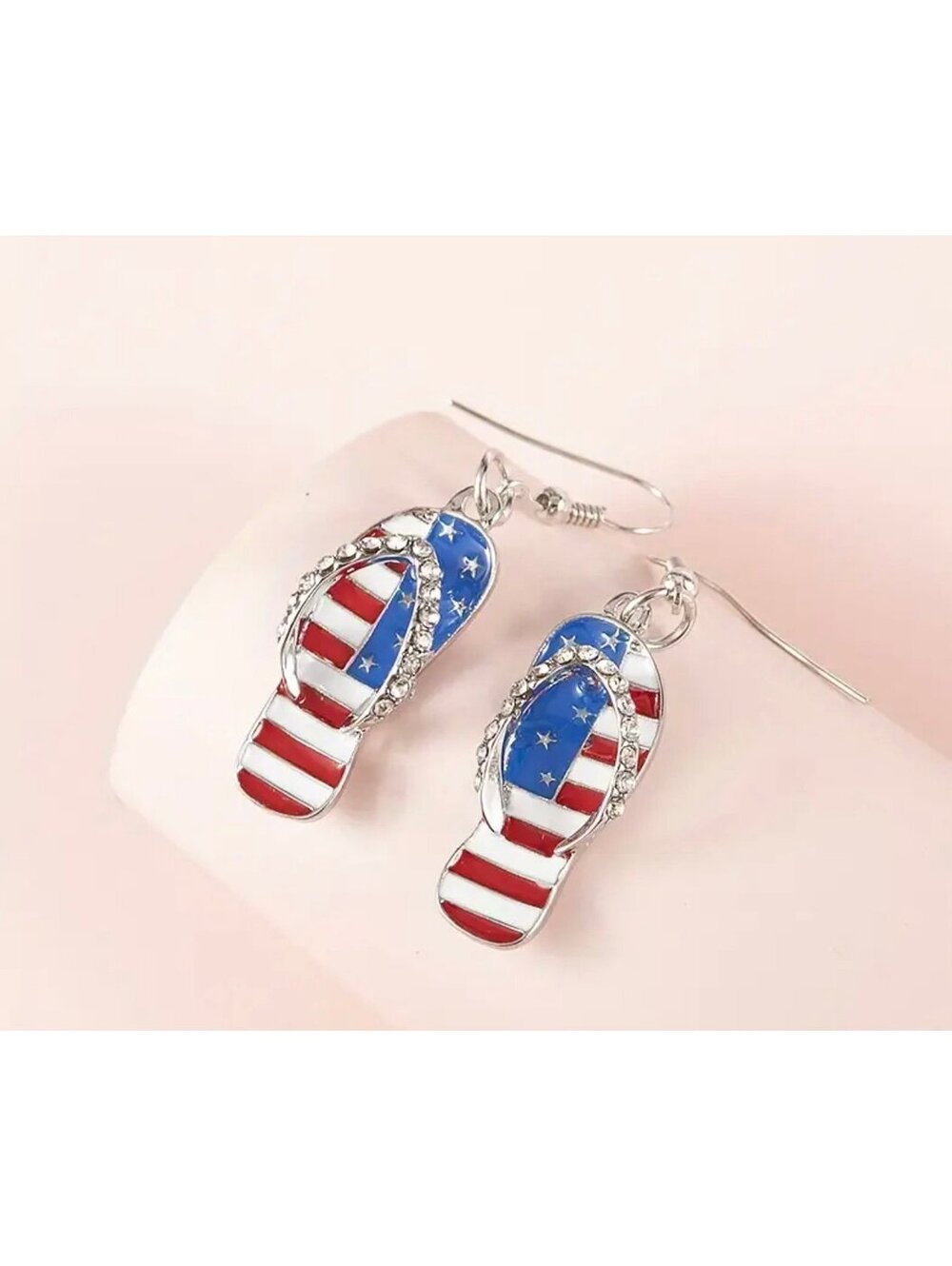 New - Dazzling 4th of July Slipper Dangle Earrings - Sparkling & Patriotic